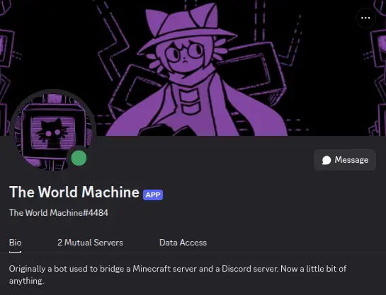 My bot's profile on Discord.