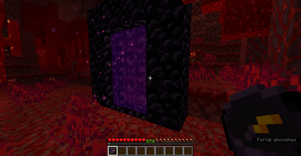 A minecraft screenshot of a player using an obsidian compass.
